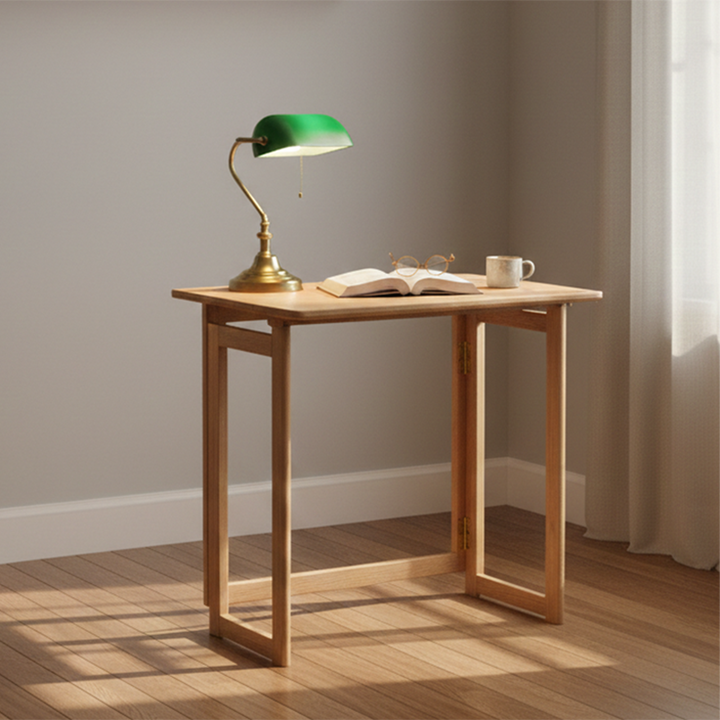 Moderner minimalistischer rechteckiger Klappschreibtisch aus rotem Eichenholz mit 1-stufigem Stauraum für das Home Office 
