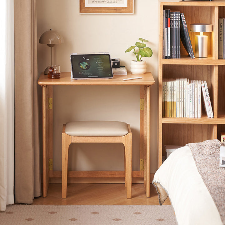 Moderner minimalistischer rechteckiger Klappschreibtisch aus rotem Eichenholz mit 1-stufigem Stauraum für das Home Office 