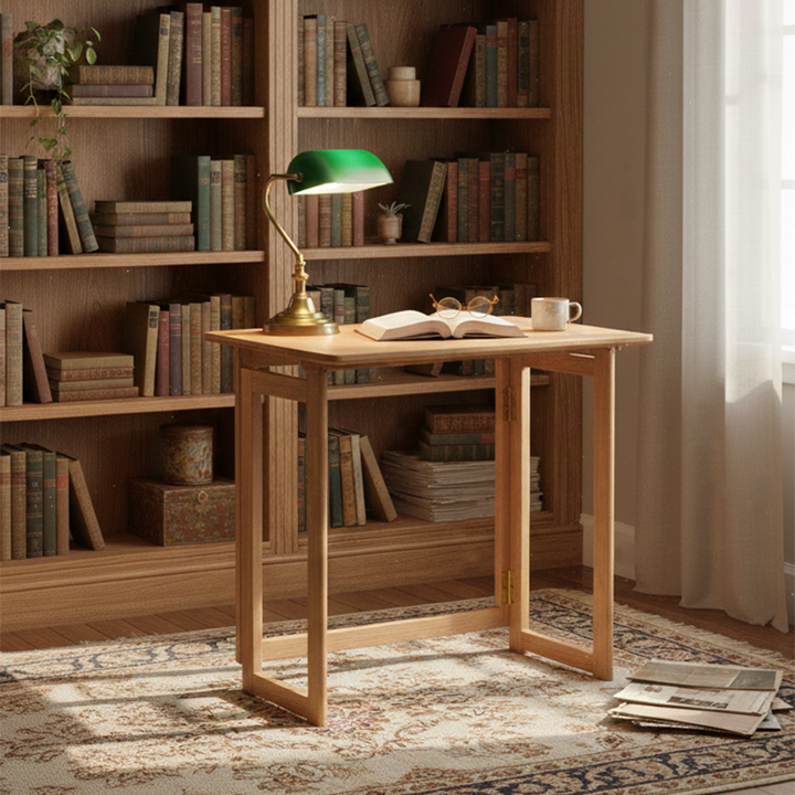Moderner minimalistischer rechteckiger Klappschreibtisch aus rotem Eichenholz mit 1-stufigem Stauraum für das Home Office 