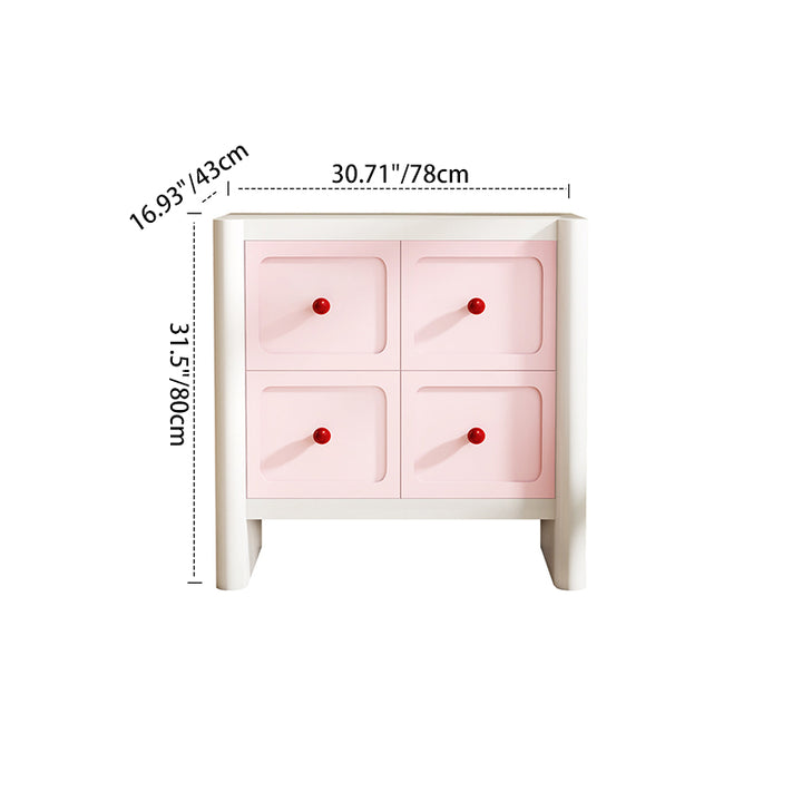 Contemporary Nordic Rectangular E1 Artificial Board Solid Wood Storage Cabinet 4-Drawer For Living Room