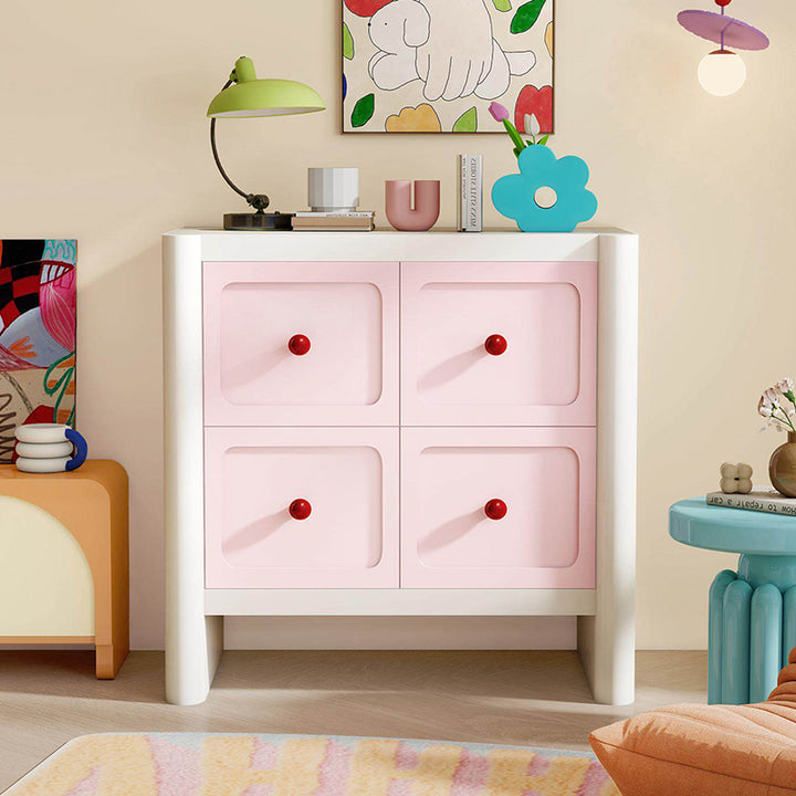 Contemporary Nordic Rectangular E1 Artificial Board Solid Wood Storage Cabinet 4-Drawer For Living Room