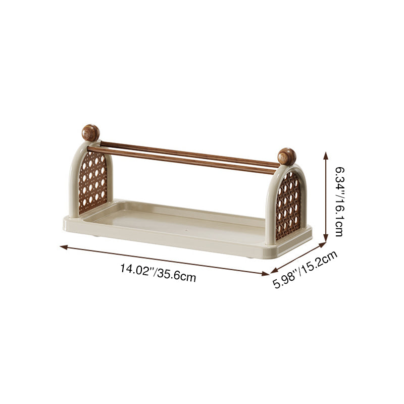 Étagère de rangement pour tasses en plastique PP imitation bois, rectangulaire arquée Art déco moderne, démontable, à 2 niveaux pour salon 