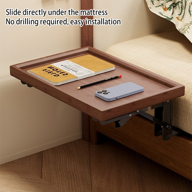 Modern Minimalist Rectangular Bamboo Metal Foldable End Table 1-Tier Storage For Bedside