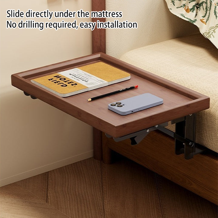 Modern Minimalist Rectangular Bamboo Metal Foldable End Table 1-Tier Storage For Bedside