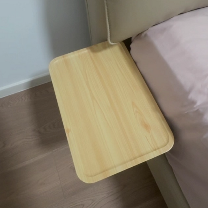 Modern Minimalist Rectangular Bamboo Metal Foldable End Table 1-Tier Storage For Bedside
