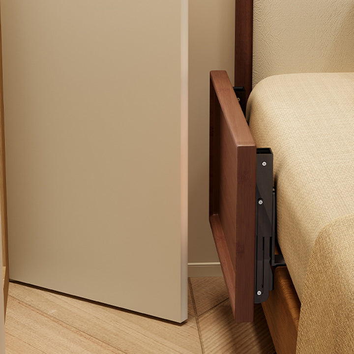 Modern Minimalist Rectangular Bamboo Metal Foldable End Table 1-Tier Storage For Bedside