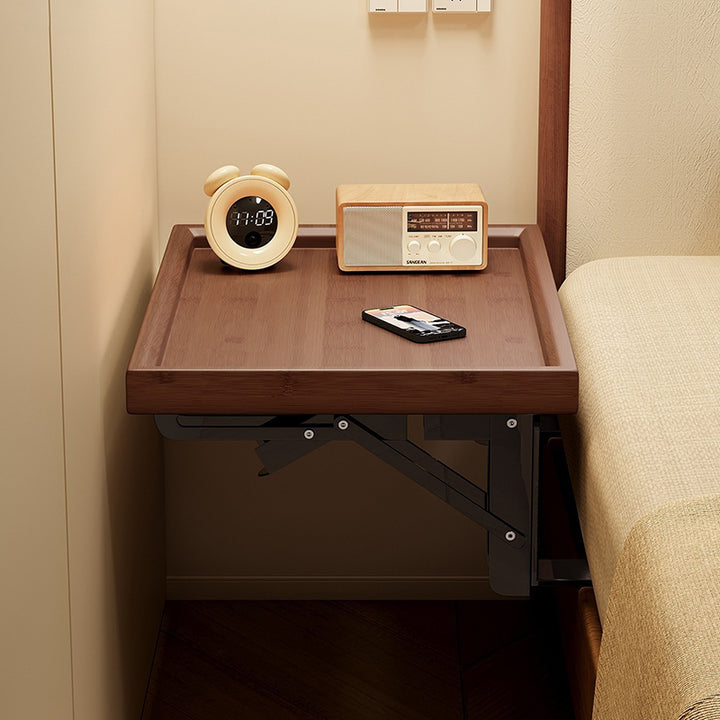 Modern Minimalist Rectangular Bamboo Metal Foldable End Table 1-Tier Storage For Bedside