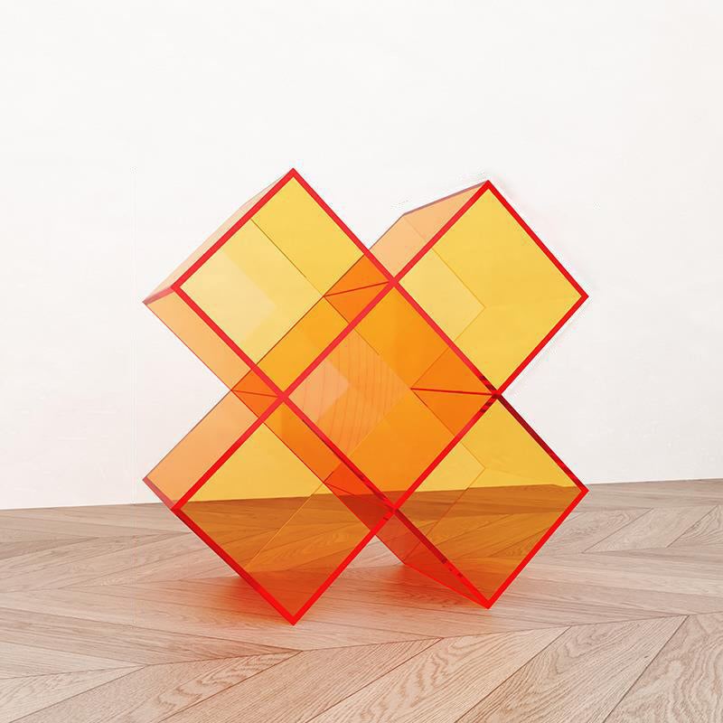Étagère contemporaine créative en acrylique en forme de X avec 5 compartiments de rangement pour salon 