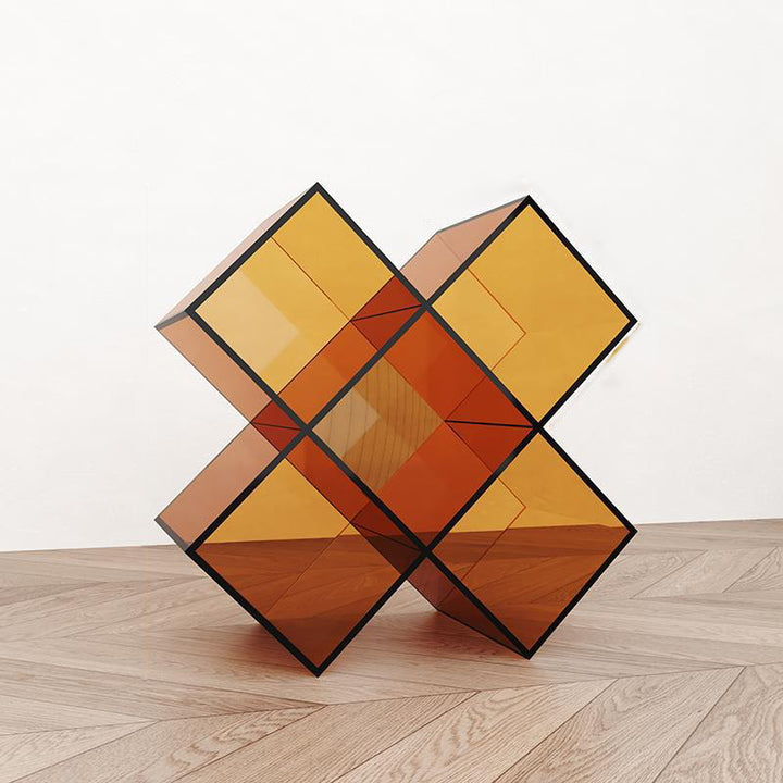 Étagère contemporaine créative en acrylique en forme de X avec 5 compartiments de rangement pour salon 