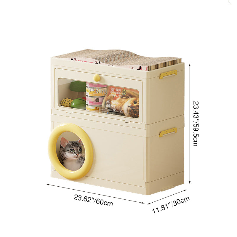 Moderna Minimalista Rectangular PP Plástico ABS PET Apilable Cama para Gatos de Piso de 1/2 Capas para Sala de Estar 
