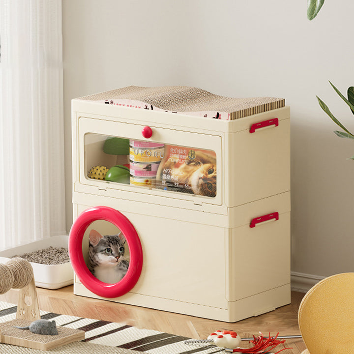 Moderna Minimalista Rectangular PP Plástico ABS PET Apilable Cama para Gatos de Piso de 1/2 Capas para Sala de Estar 