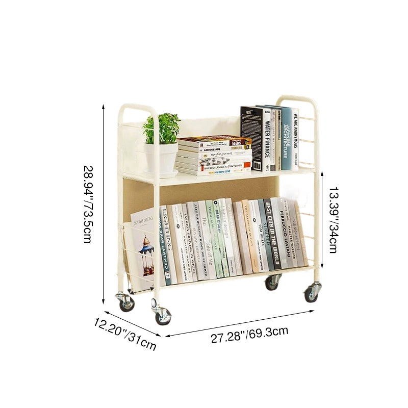 Contemporary Industrial Rectangular Carbon Steel Movable Space-Saving Bookshelf 2/3/4/5-Tier For Study