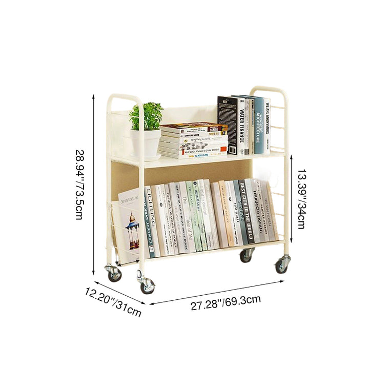 Contemporary Industrial Rectangular Carbon Steel Movable Space-Saving Bookshelf 2/3/4/5-Tier For Study