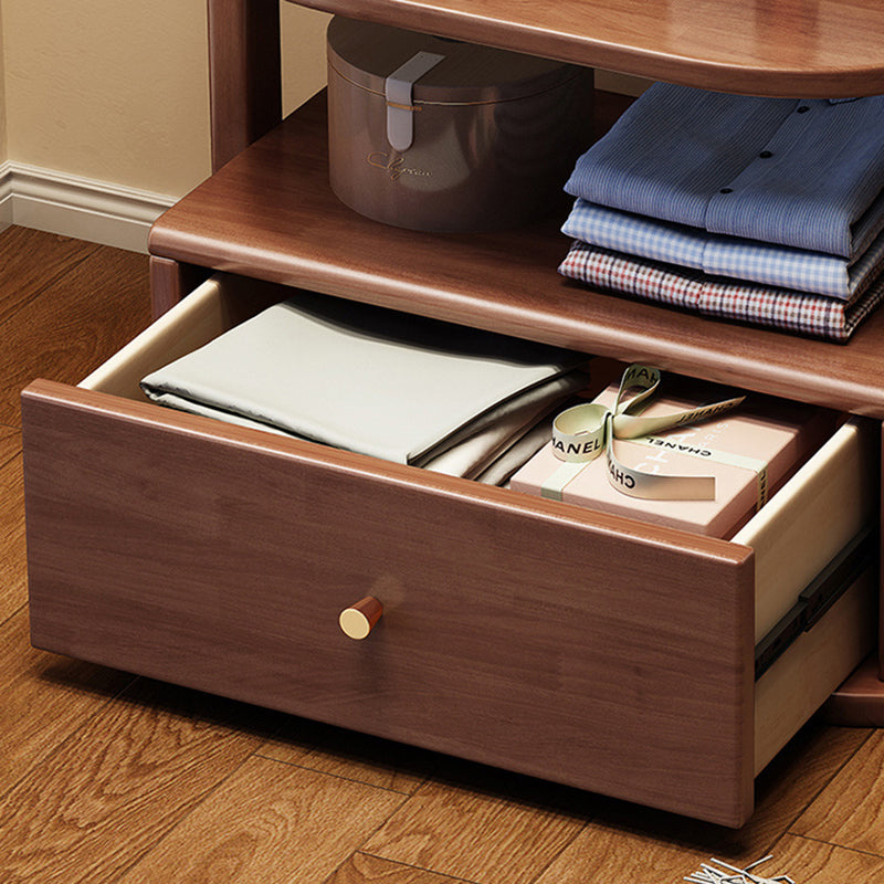 Traditional Chinese Rectangular Rubberwood Coat Hall Tree 1-Drawer For Entryway