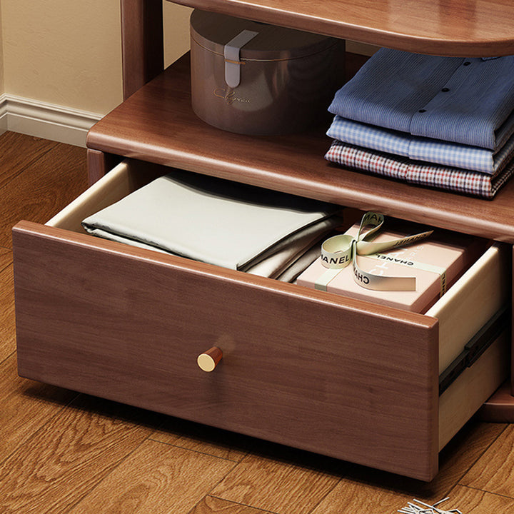 Traditional Chinese Rectangular Rubberwood Coat Hall Tree 1-Drawer For Entryway