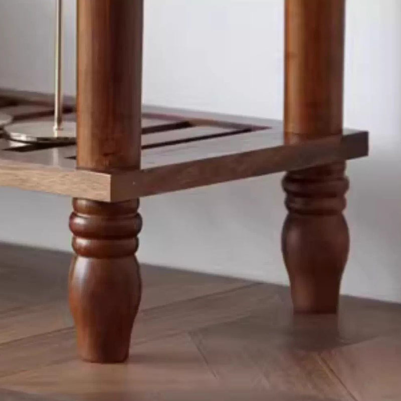 Modern Mid-Century Wavy-Edge Rectangular Solid Wood Console Table 2/3-Drawer For Entryway &amp; Hallway