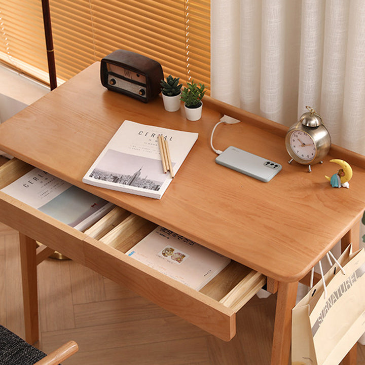 Bureau rectangulaire moderne minimaliste en hêtre massif, contreplaqué et bois d&
