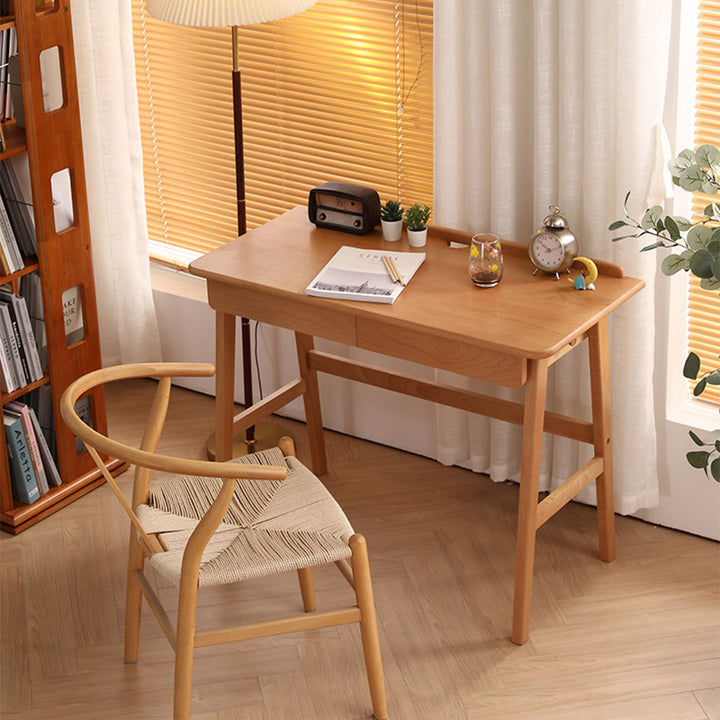 Bureau rectangulaire moderne minimaliste en hêtre massif, contreplaqué et bois d&