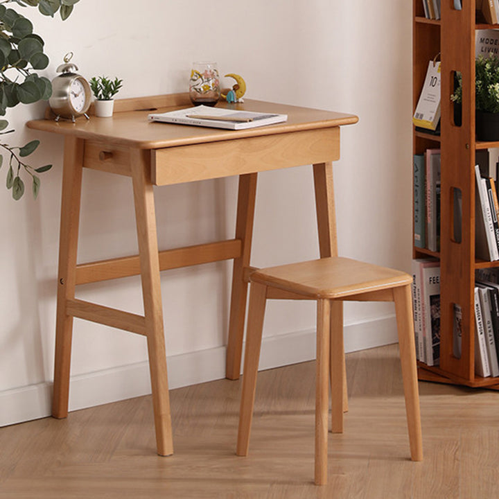 Bureau rectangulaire moderne minimaliste en hêtre massif, contreplaqué et bois d&