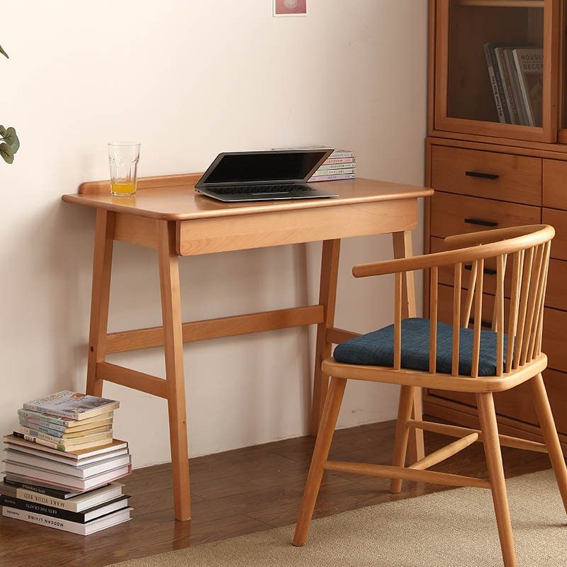 Bureau rectangulaire moderne minimaliste en hêtre massif, contreplaqué et bois d&