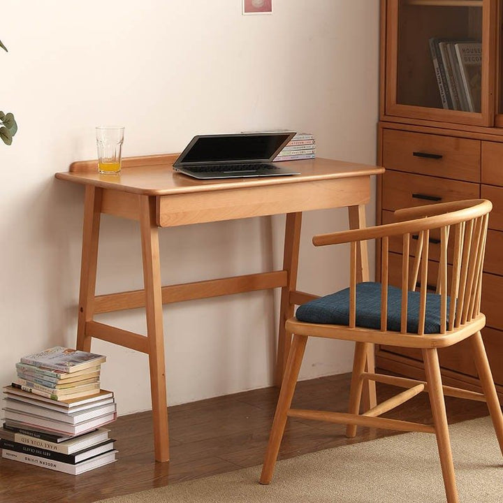 Bureau rectangulaire moderne minimaliste en hêtre massif, contreplaqué et bois d&