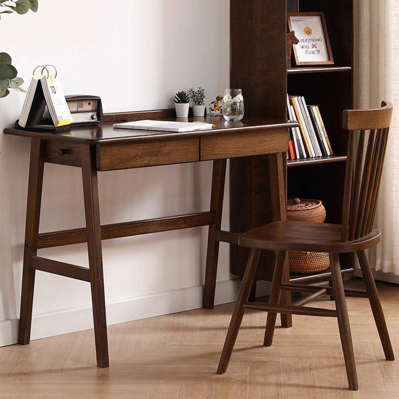 Bureau rectangulaire moderne minimaliste en hêtre massif, contreplaqué et bois d&