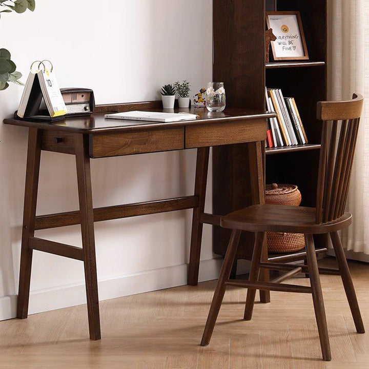 Bureau rectangulaire moderne minimaliste en hêtre massif, contreplaqué et bois d&