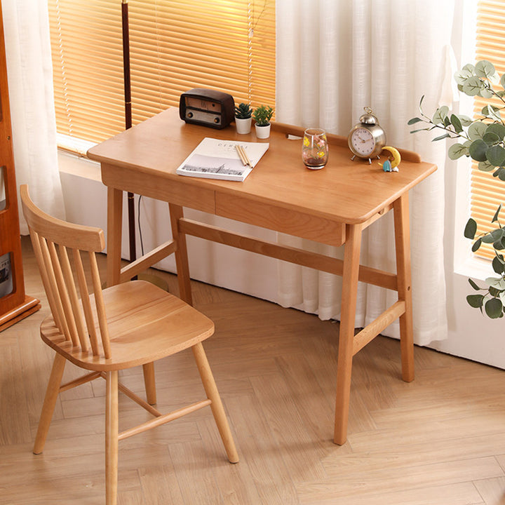 Bureau rectangulaire moderne minimaliste en hêtre massif, contreplaqué et bois d&