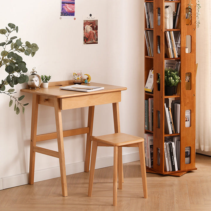 Bureau rectangulaire moderne minimaliste en hêtre massif, contreplaqué et bois d&