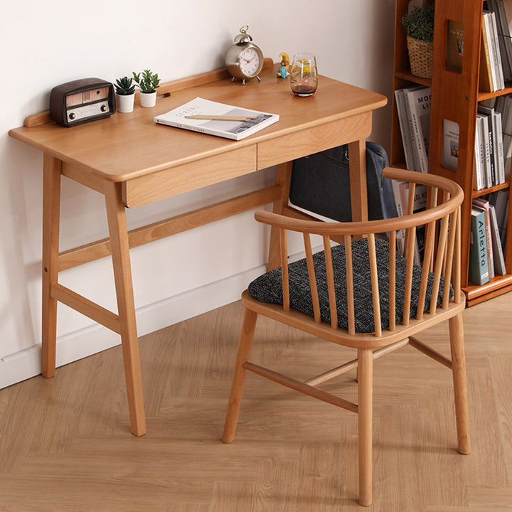 Bureau rectangulaire moderne minimaliste en hêtre massif, contreplaqué et bois d&