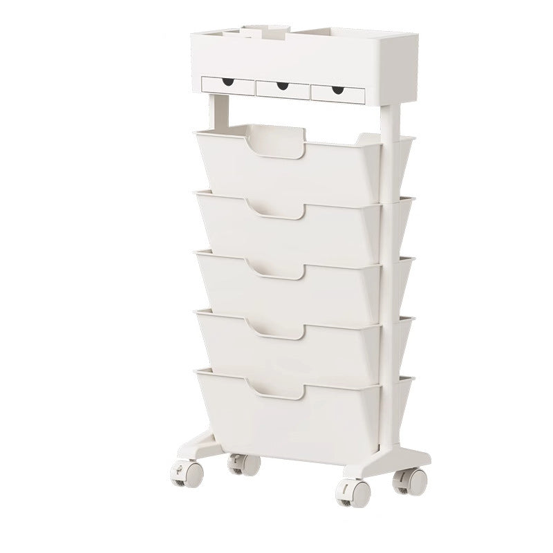 Modern Simplicity Trapezoid PP Plastic Movable Large Capacity Bookshelf 6-Storage Bin For Home Office