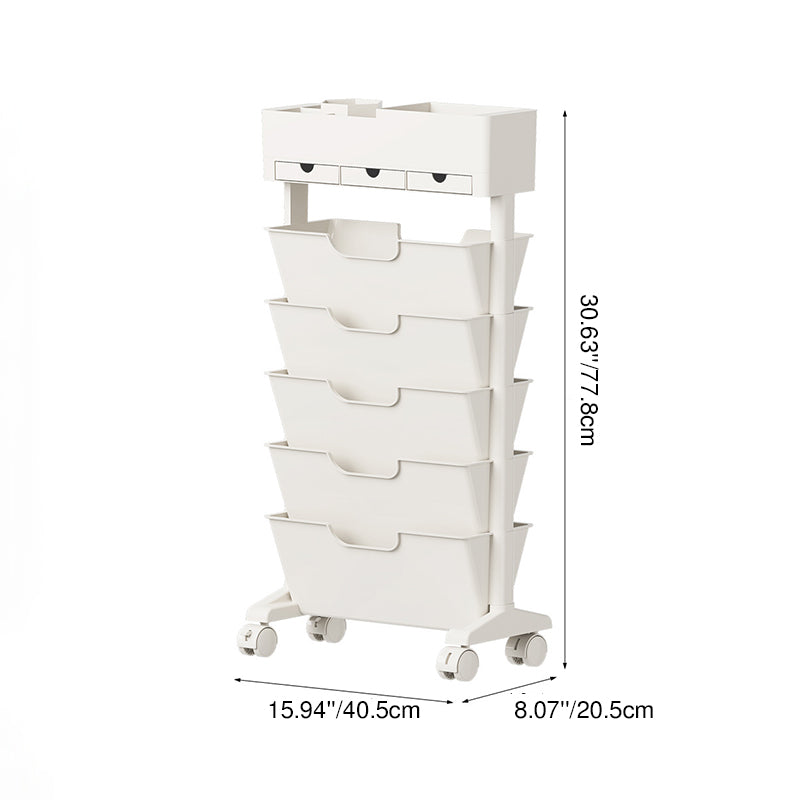Modern Simplicity Trapezoid PP Plastic Movable Large Capacity Bookshelf 6-Storage Bin For Home Office