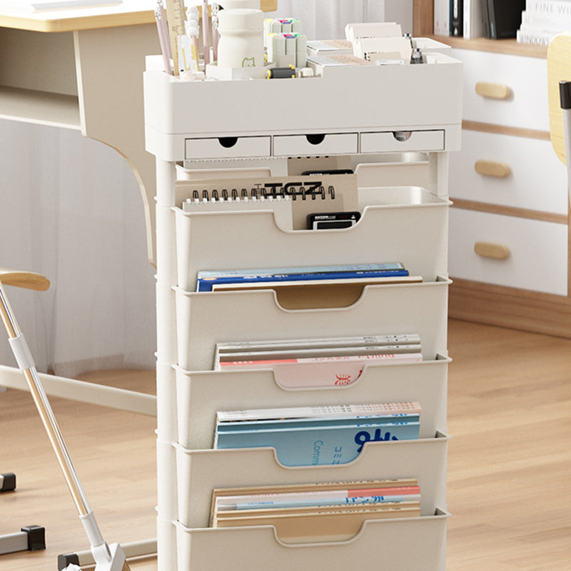 Modern Simplicity Trapezoid PP Plastic Movable Large Capacity Bookshelf 6-Storage Bin For Home Office
