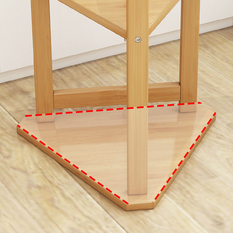 Traditional Japanese Tri-Branch Solid Bamboo Floor-Standing Hall Tree 2-Tier For Entryway &amp; Hallway