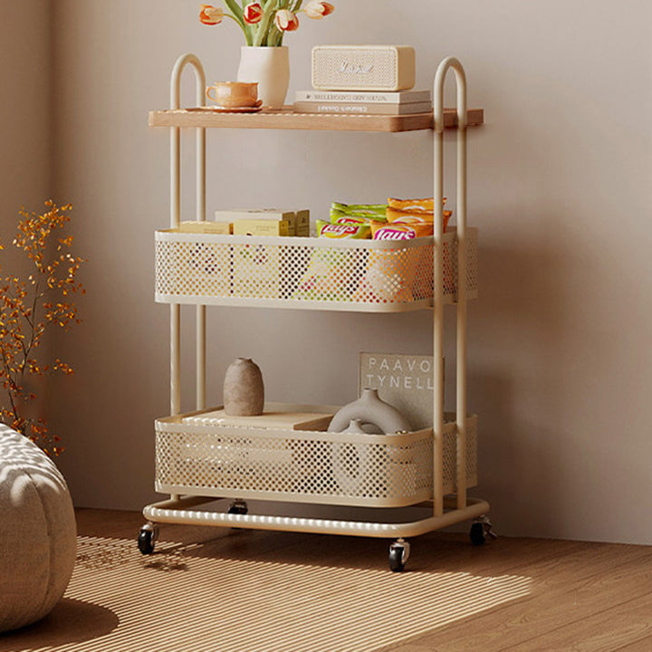 Étagère de rangement mobile à 3 niveaux en fer et panneau PVC rectangulaire industriel contemporain pour salon et chambre 