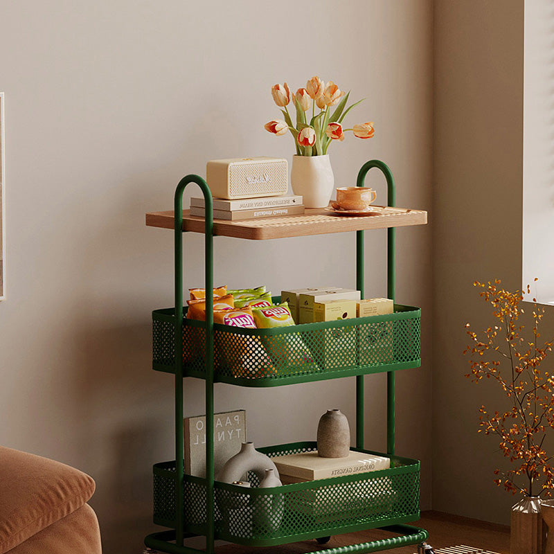 Étagère de rangement mobile à 3 niveaux en fer et panneau PVC rectangulaire industriel contemporain pour salon et chambre 