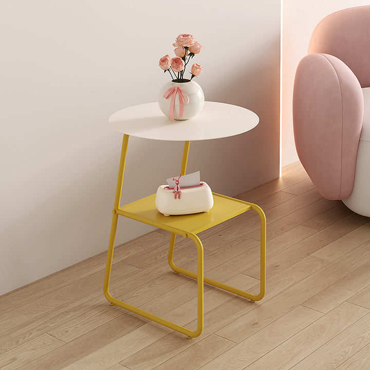 Table d'appoint contemporaine créative en fer géométrique, style dopamine, gain de place, à 2 niveaux, pour salon 