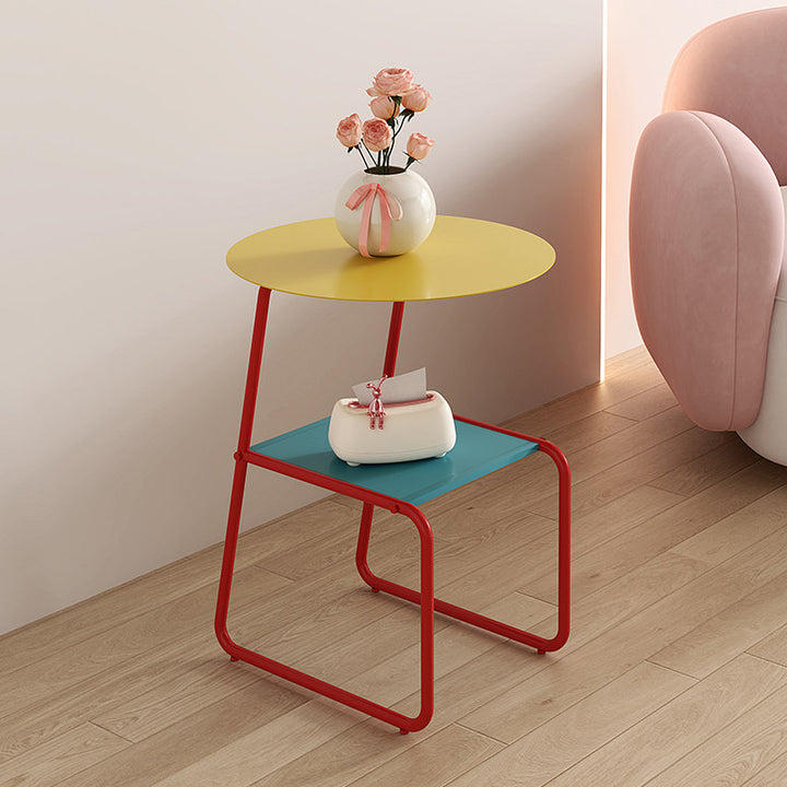 Table d'appoint contemporaine créative en fer géométrique, style dopamine, gain de place, à 2 niveaux, pour salon 
