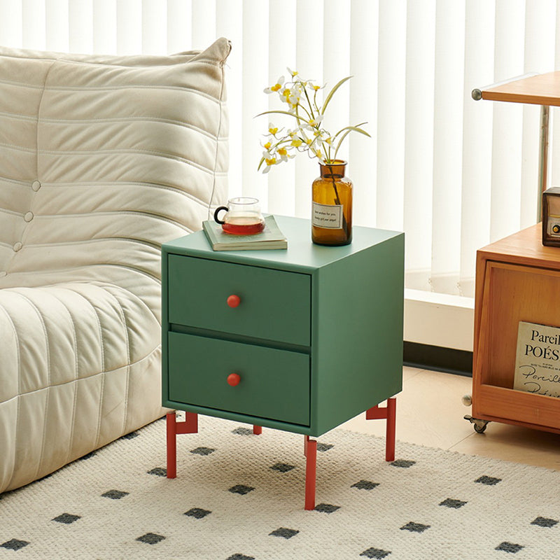 Contemporary Nordic Rectangular MDF Carbon Steel Nightstand With 1/2-Drawer For Bedroom