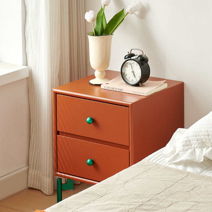 Contemporary Nordic Rectangular MDF Carbon Steel Nightstand With 1/2-Drawer For Bedroom