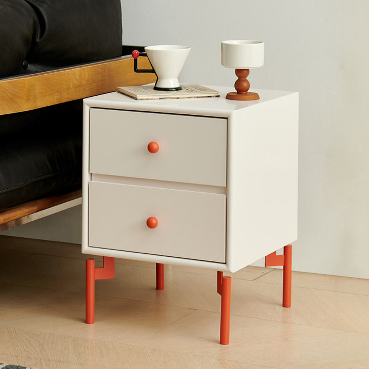 Contemporary Nordic Rectangular MDF Carbon Steel Nightstand With 1/2-Drawer For Bedroom