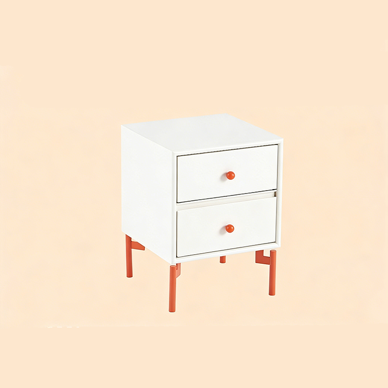 Contemporary Nordic Rectangular MDF Carbon Steel Nightstand With 1/2-Drawer For Bedroom
