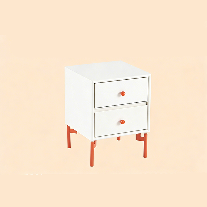 Contemporary Nordic Rectangular MDF Carbon Steel Nightstand With 1/2-Drawer For Bedroom