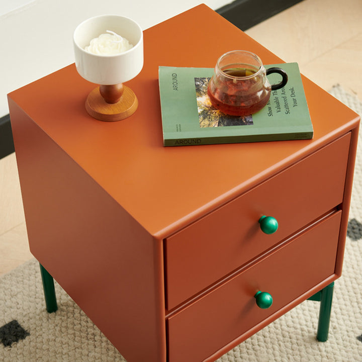 Contemporary Nordic Rectangular MDF Carbon Steel Nightstand With 1/2-Drawer For Bedroom