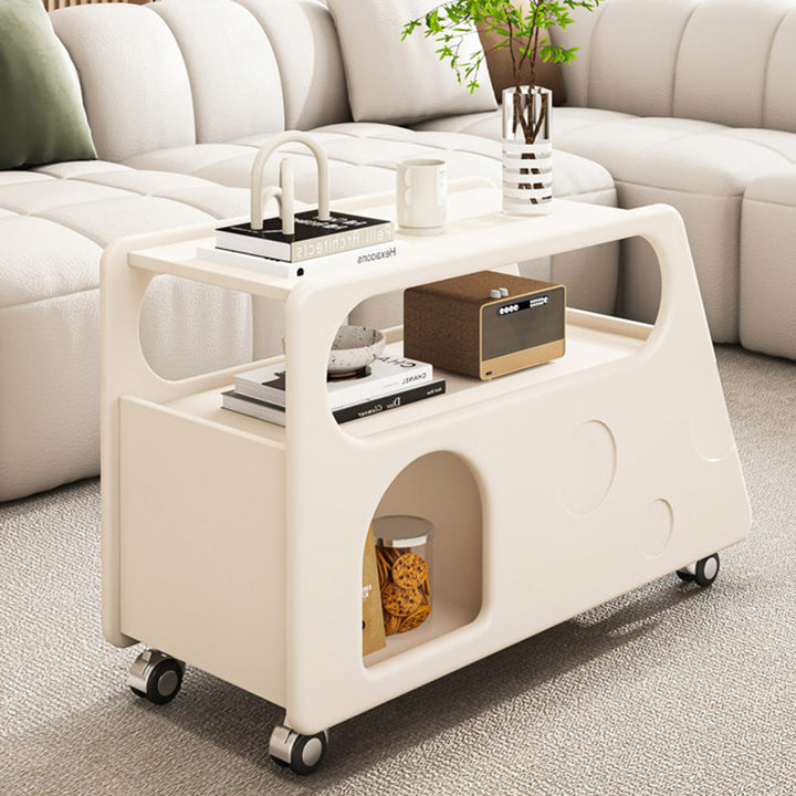 Table d'appoint mobile à 3 niveaux en bloc de fromage artificiel trapézoïdal créatif contemporain pour salon 