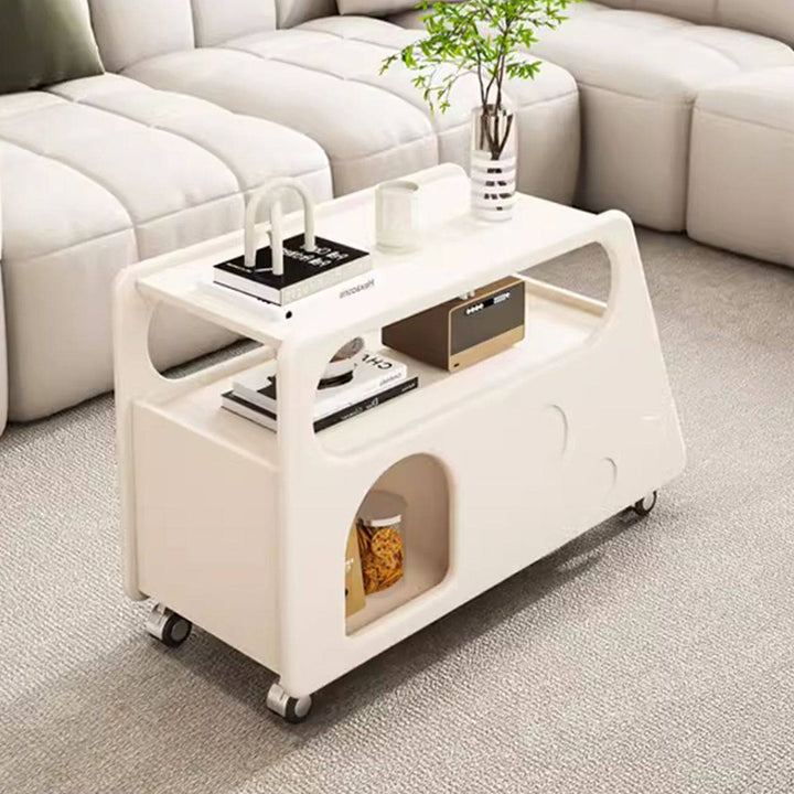 Table d'appoint mobile à 3 niveaux en bloc de fromage artificiel trapézoïdal créatif contemporain pour salon 