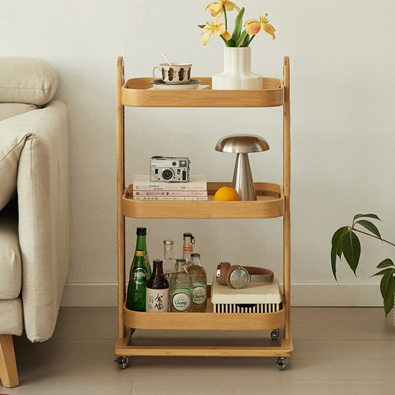 Traditional Rustic Rectangular Bamboo Rattan Weaving Movable Storage Shelf 2/3 Shelf For Living Room