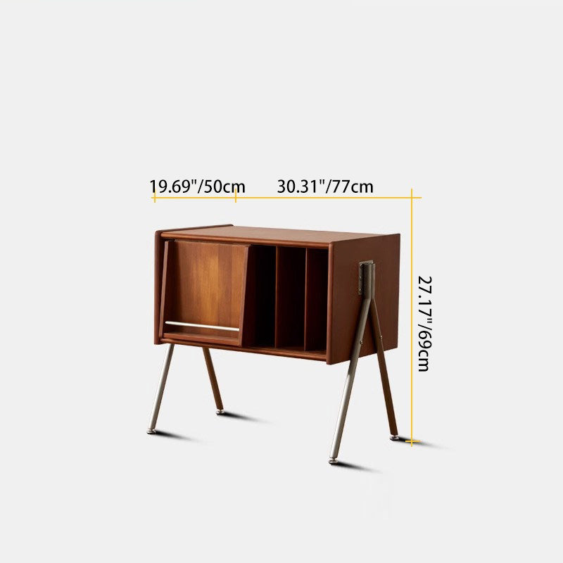 Aparador moderno rectangular Mid-Century de madera de pino, contrachapado y acero inoxidable con diseño de 2 niveles para salón 