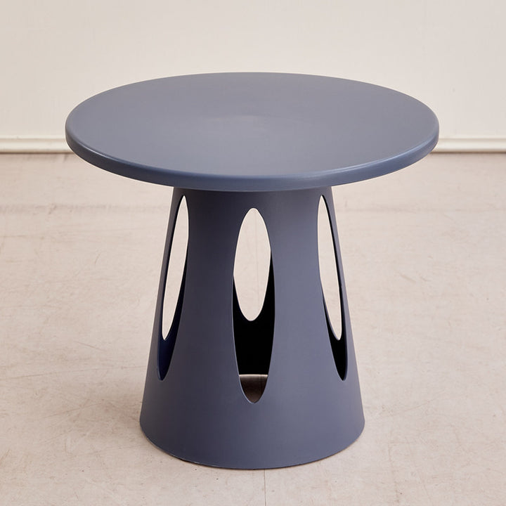 Mesa de café contemporánea nórdica cilíndrica redonda de diseño hueco tallado en plástico PP de 1 capa para sala de estar y dormitorio 