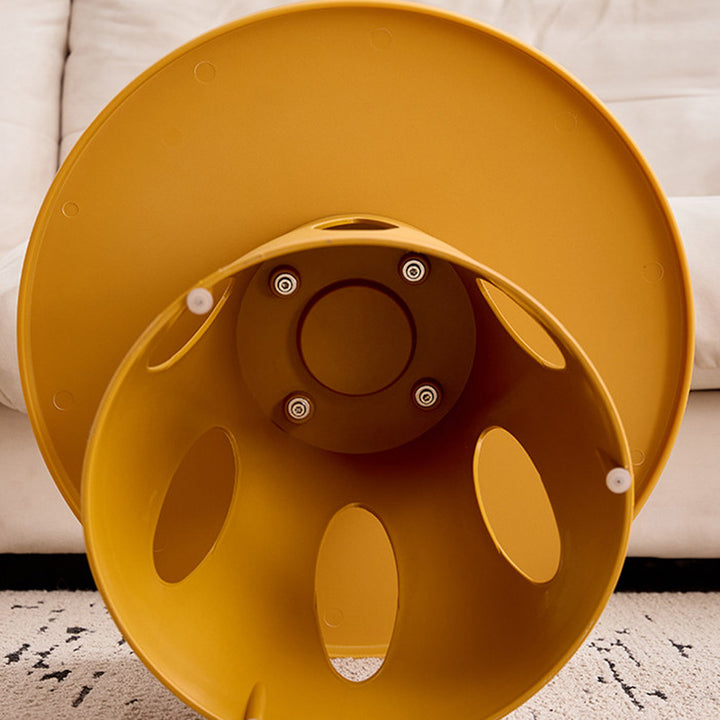 Mesa de café contemporánea nórdica cilíndrica redonda de diseño hueco tallado en plástico PP de 1 capa para sala de estar y dormitorio 